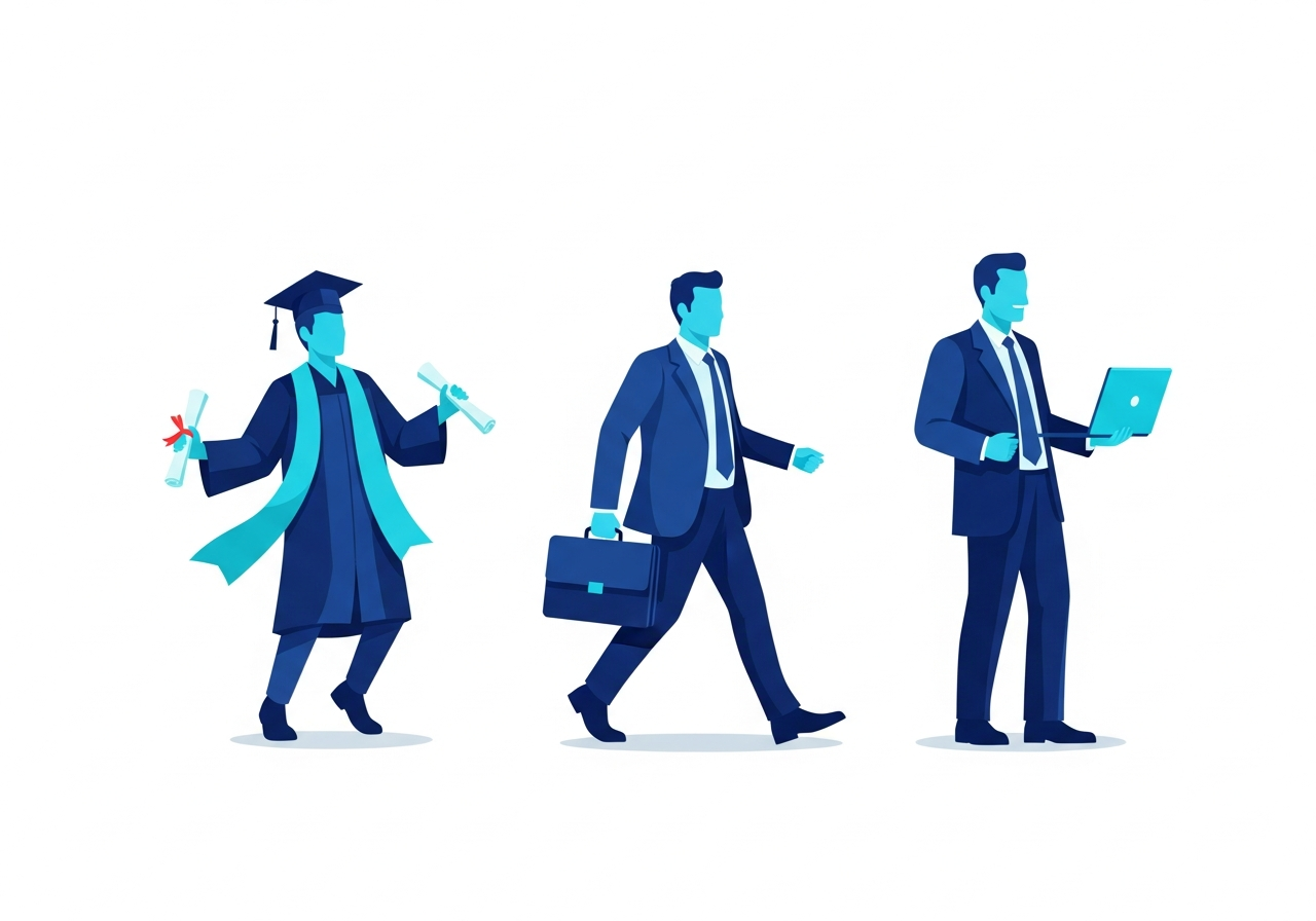 Diverse Indian job seekers at different career stages including fresher mid-career professional and senior executive
