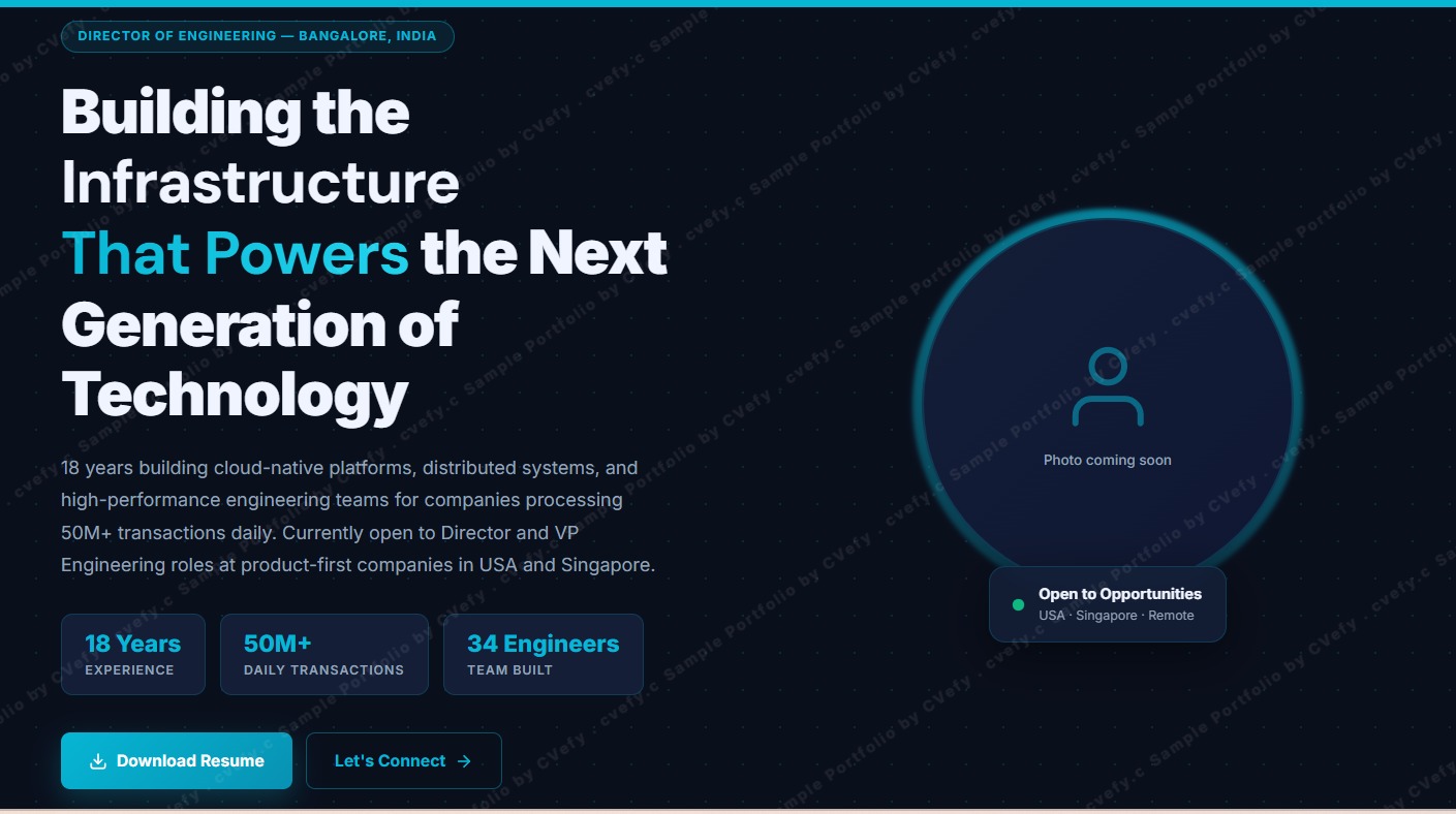 Sample portfolio website built by CVefy