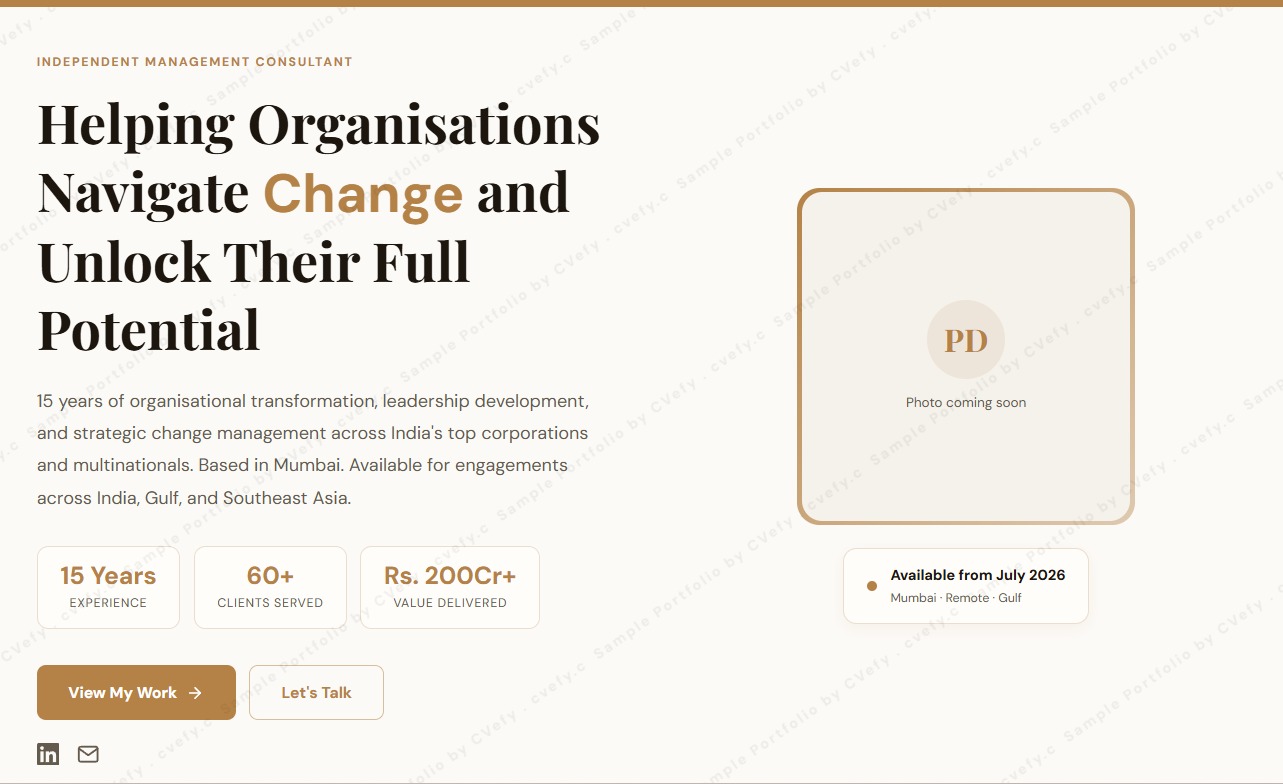 Sample portfolio website built by CVefy