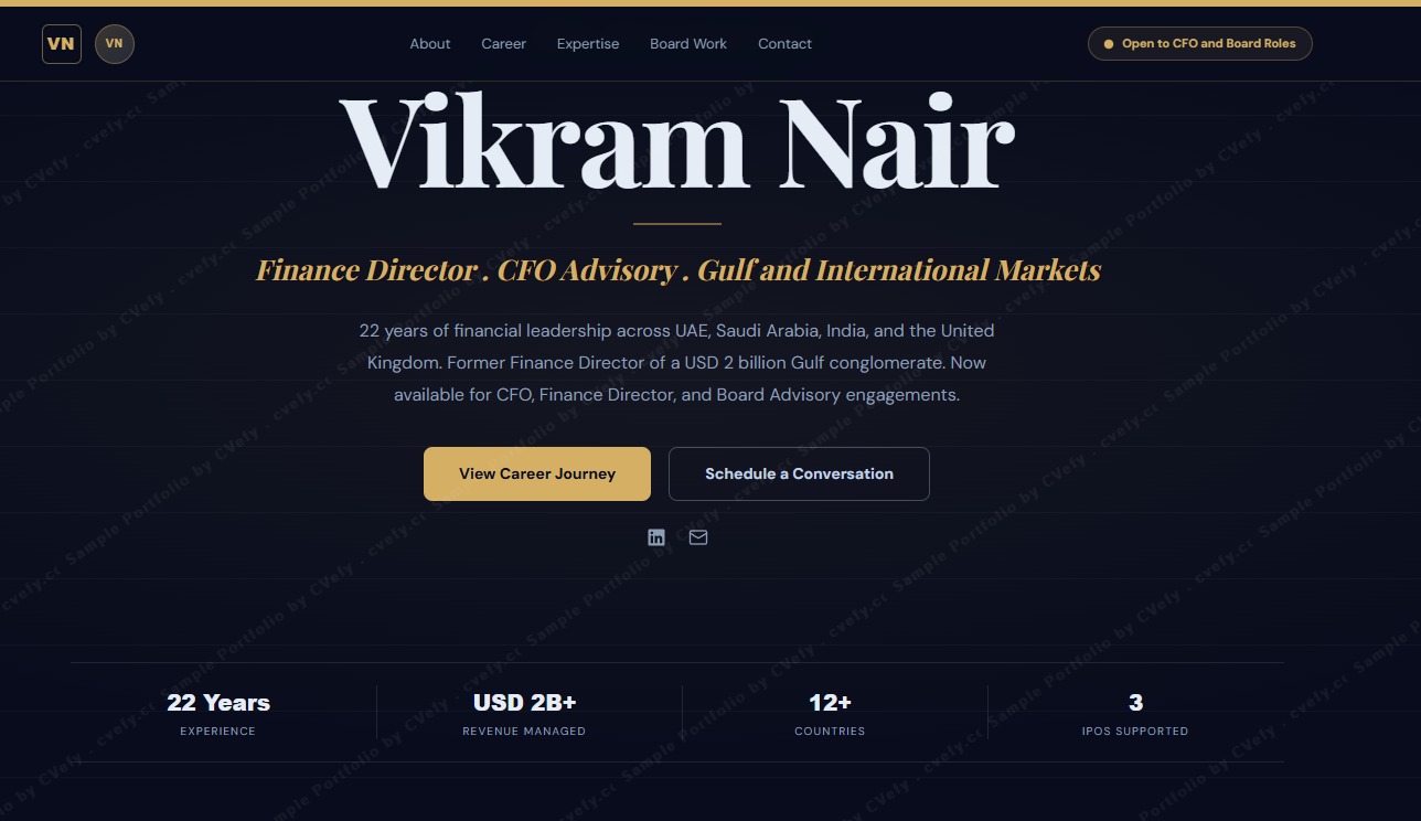 Sample portfolio website built by CVefy