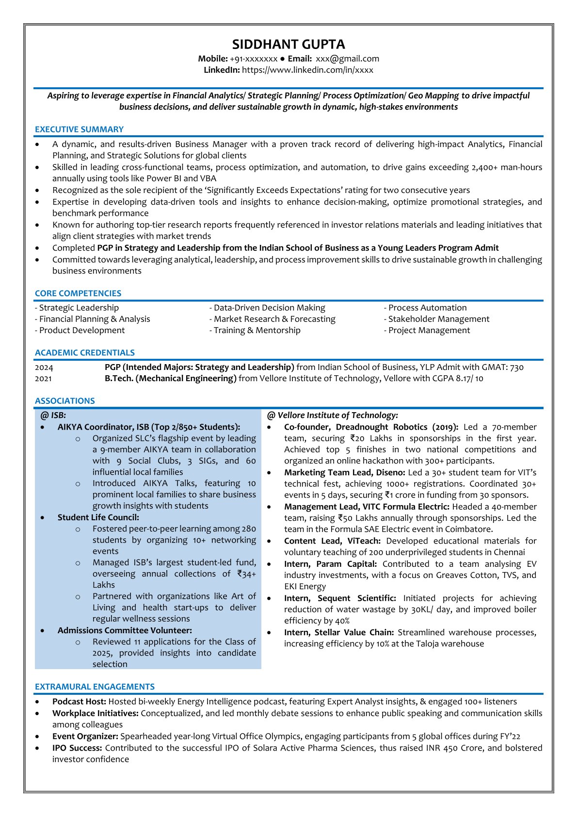 Financial analyst resume sample