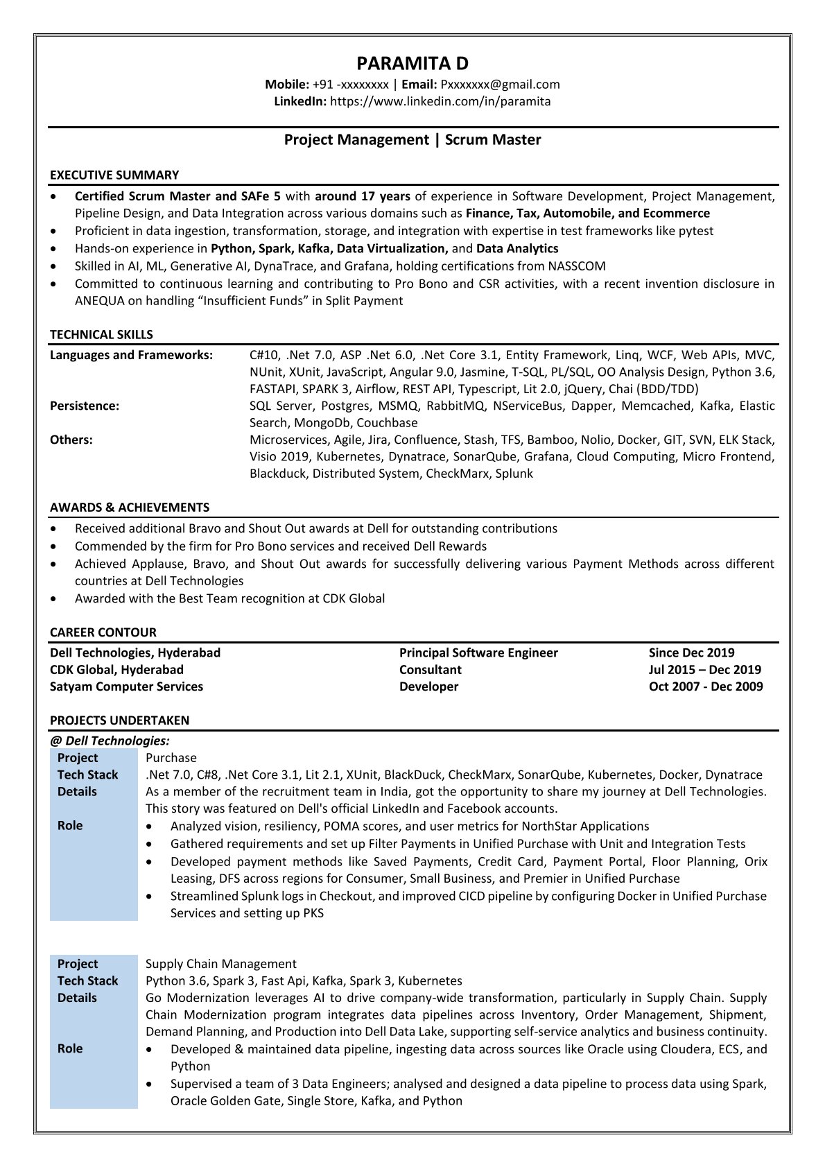 Project manager resume sample